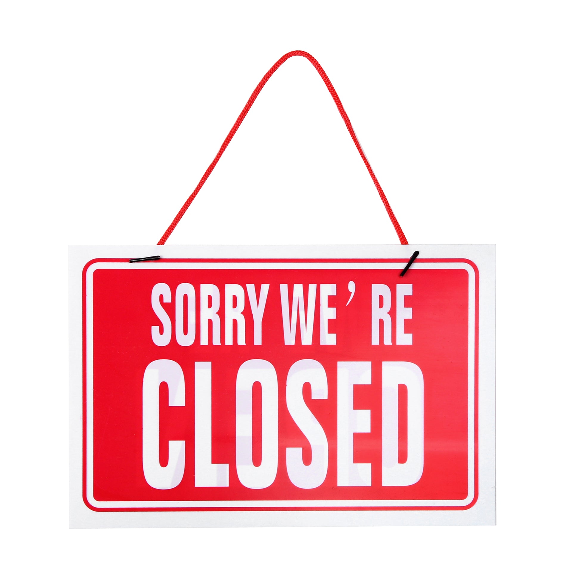 Open / Closed  Hanging Plastic Sign - Red (BS3) tradingmadeeasy.co.uk