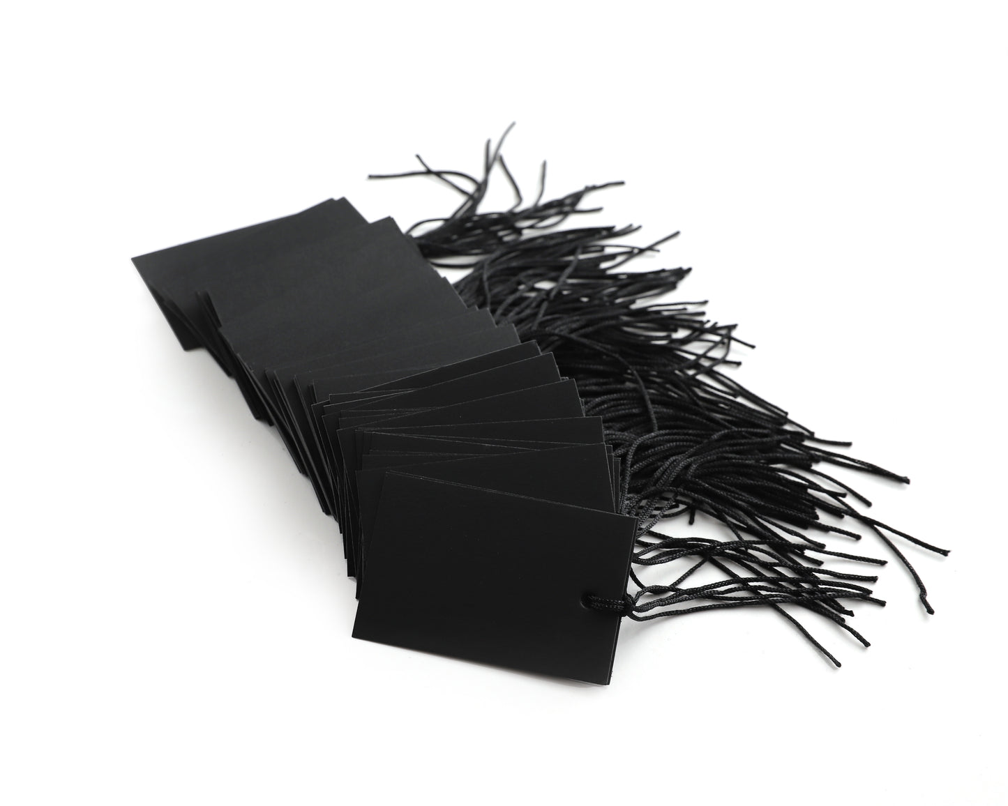 100 x Strung Hanging Card Clothing Tags 70mm x 45mm Black tradingmadeeasy.co.uk