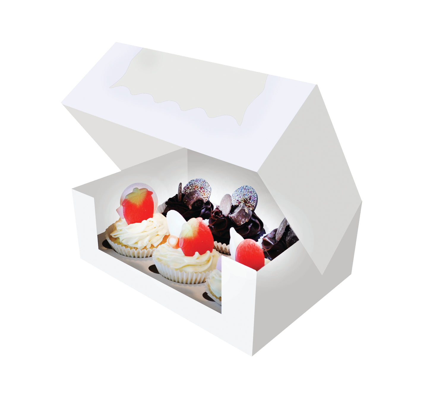 Cupcake Boxes White Holds 6 Single Fairy Cake with Clear Window Cardboard Packaging Box Baking Kids Muffins Cookies Weddings tradingmadeeasy.co.uk