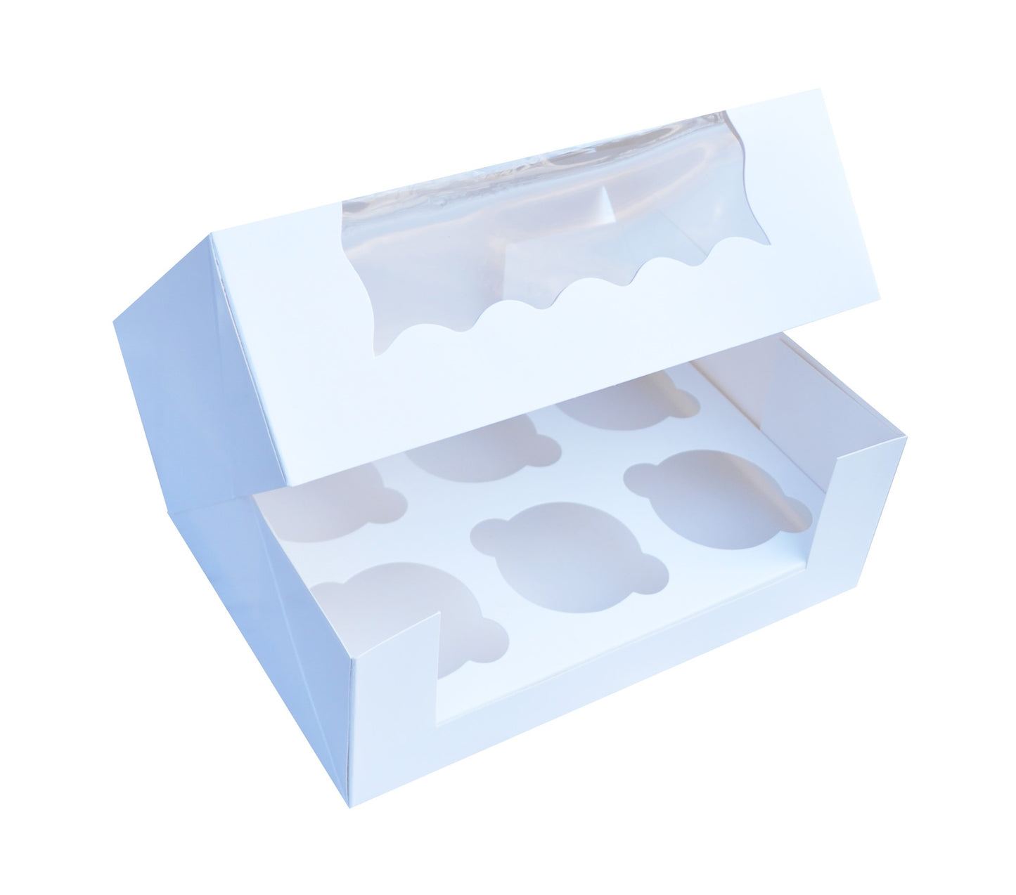 Cupcake Boxes White Holds 6 Single Fairy Cake with Clear Window Cardboard Packaging Box Baking Kids Muffins Cookies Weddings tradingmadeeasy.co.uk