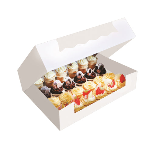 Cupcake Boxes White Holds 24 Single Fairy Cake Clear Window Cardboard Packaging Box Baking Kids Muffins Cookies Weddings tradingmadeeasy.co.uk