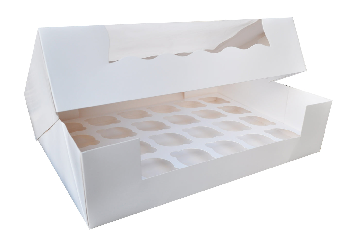 Cupcake Boxes White Holds 24 Single Fairy Cake Clear Window Cardboard Packaging Box Baking Kids Muffins Cookies Weddings tradingmadeeasy.co.uk