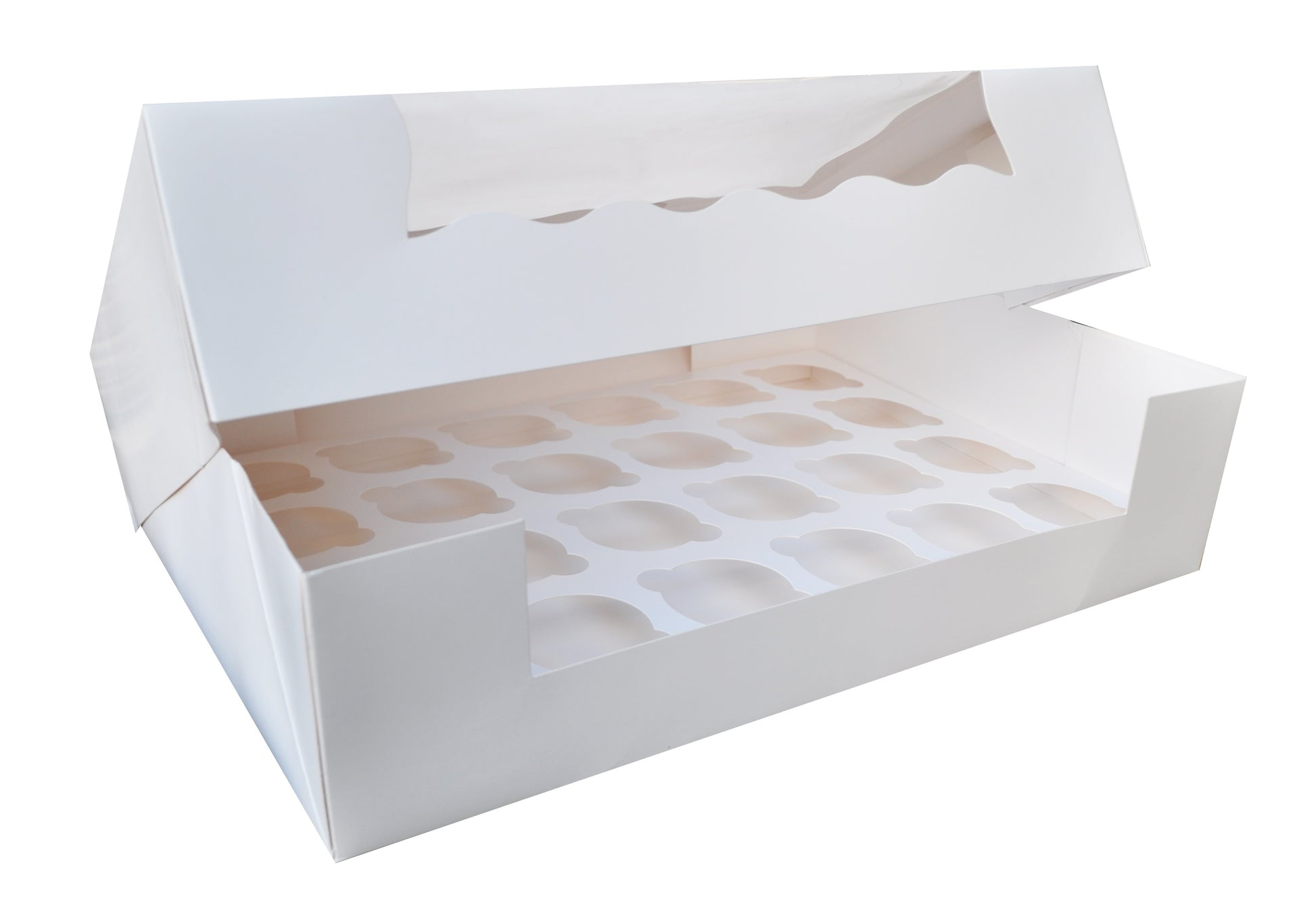 Cupcake Boxes White Holds 24 Single Fairy Cake Clear Window Cardboard Packaging Box Baking Kids Muffins Cookies Weddings tradingmadeeasy.co.uk