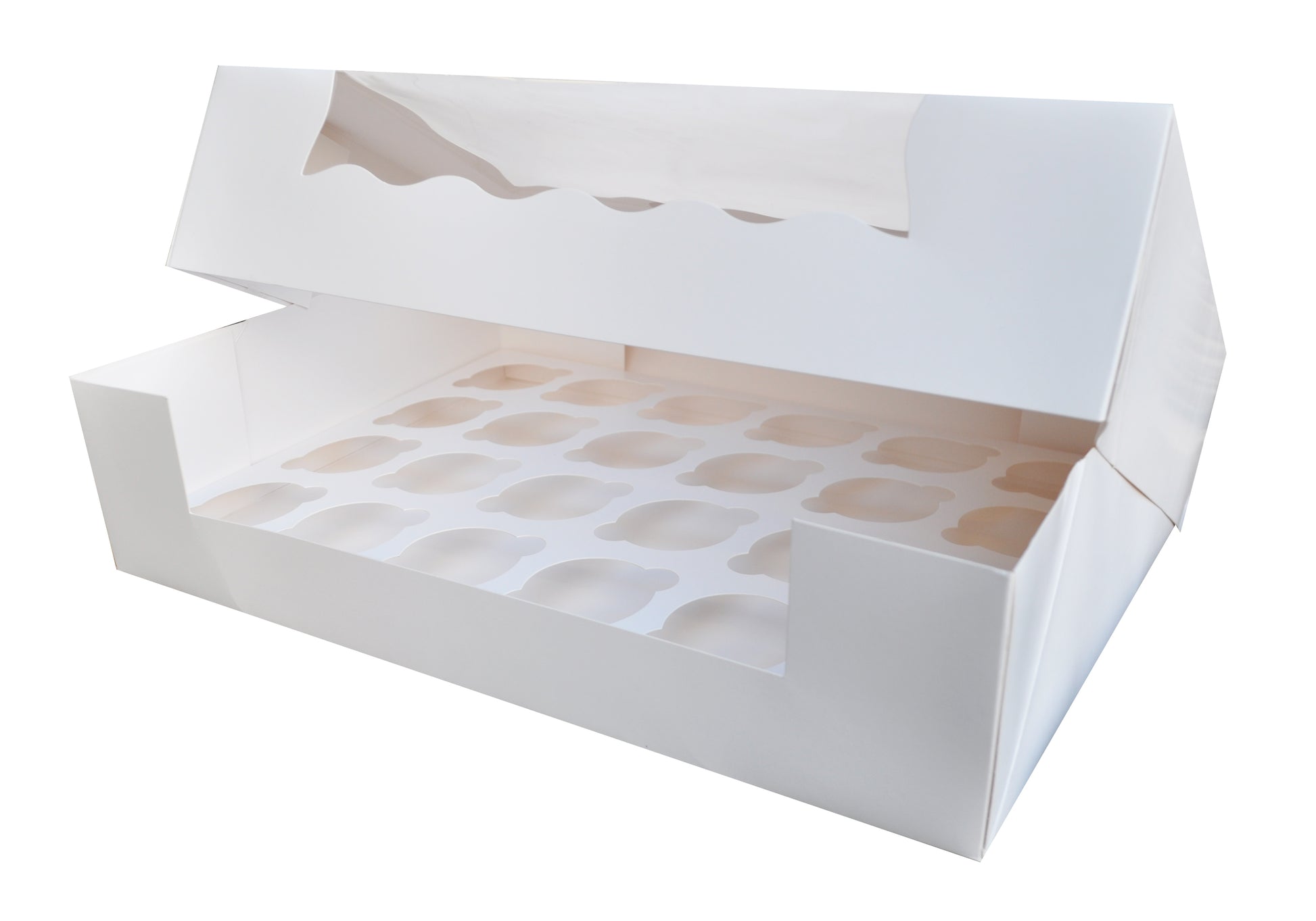 Cupcake Boxes White Holds 24 Single Fairy Cake Clear Window Cardboard Packaging Box Baking Kids Muffins Cookies Weddings tradingmadeeasy.co.uk