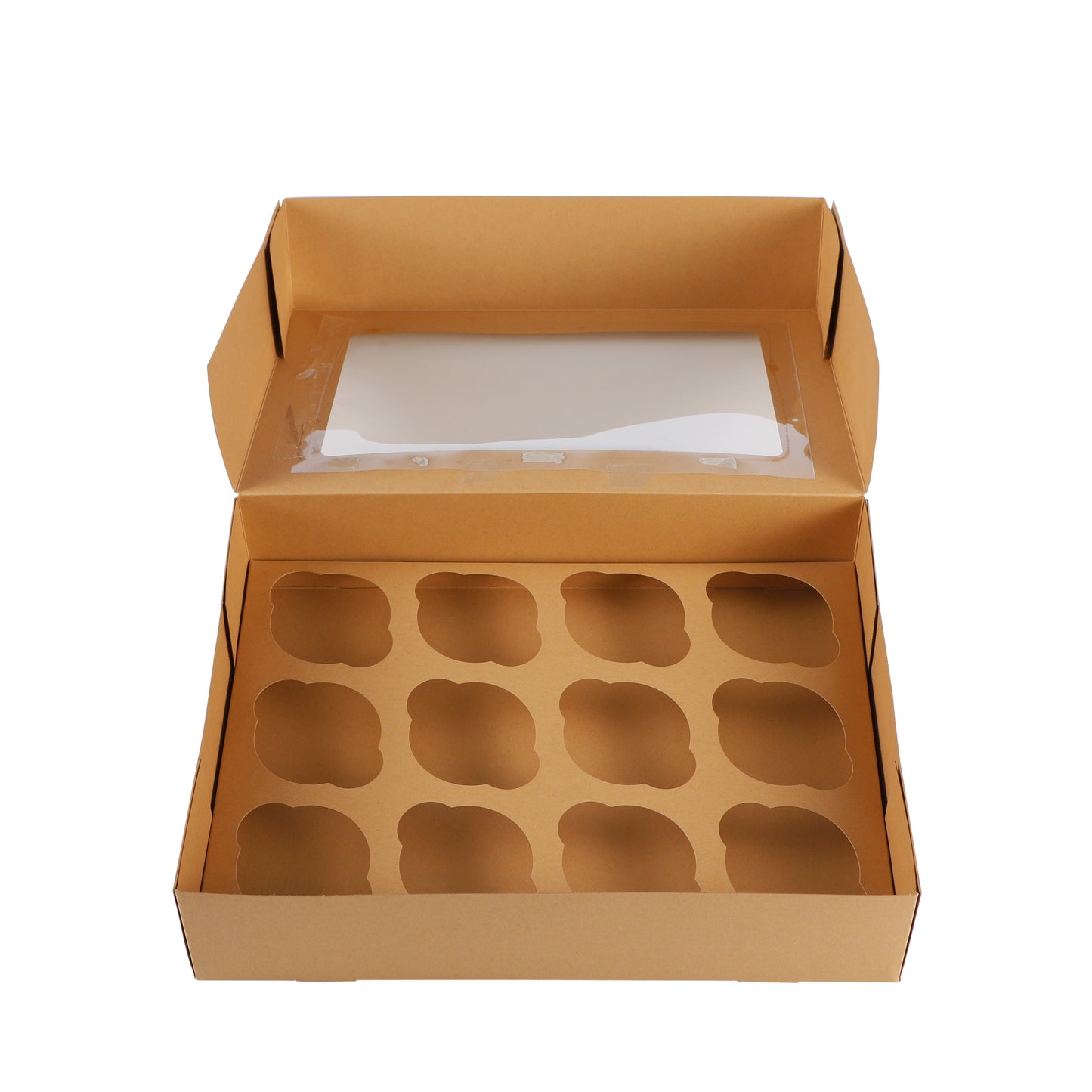 Cupcake Boxes Kraft Brown Holds 12 Single Fairy Cake with Clear Window Cardboard Packaging Box Baking Kids Muffins Cookies Weddings tradingmadeeasy.co.uk