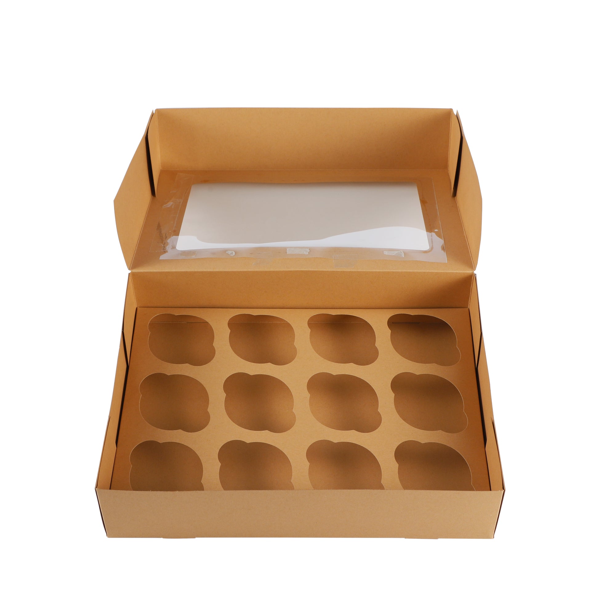 Cupcake Boxes Kraft Brown Holds 12 Single Fairy Cake with Clear Window Cardboard Packaging Box Baking Kids Muffins Cookies Weddings tradingmadeeasy.co.uk