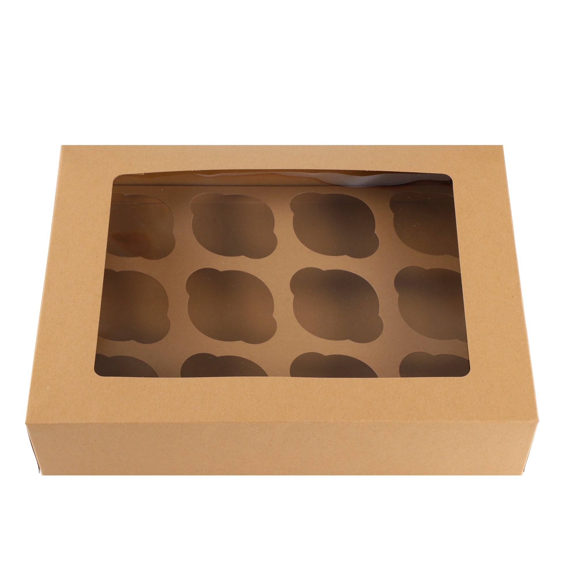 Cupcake Boxes Kraft Brown Holds 12 Single Fairy Cake with Clear Window Cardboard Packaging Box Baking Kids Muffins Cookies Weddings tradingmadeeasy.co.uk