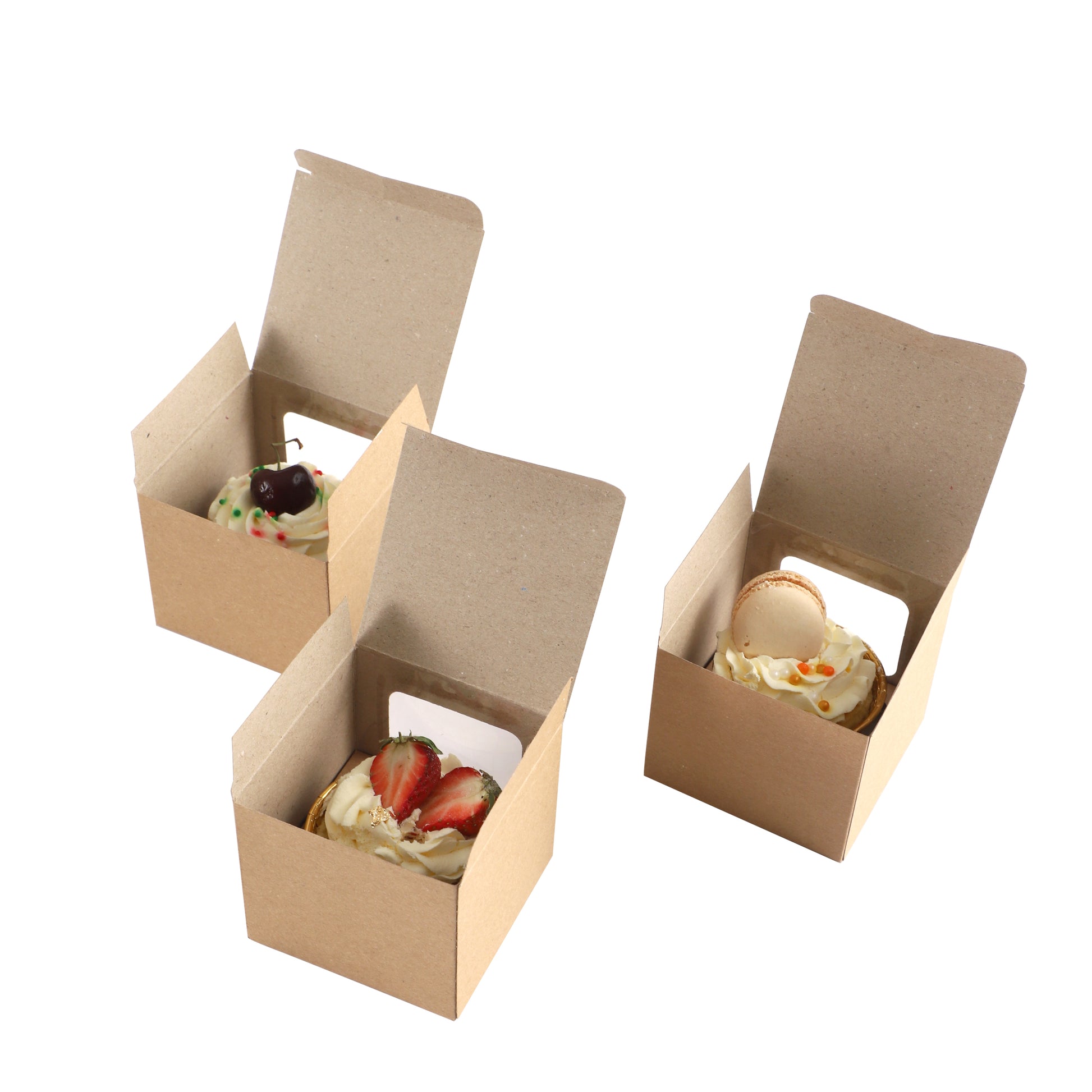 Cupcake Boxes Individual Kraft Brown Single Fairy Cake and Window Cardboard Packaging Gift Box Great For Baking Muffins Cookies Weddings tradingmadeeasy.co.uk