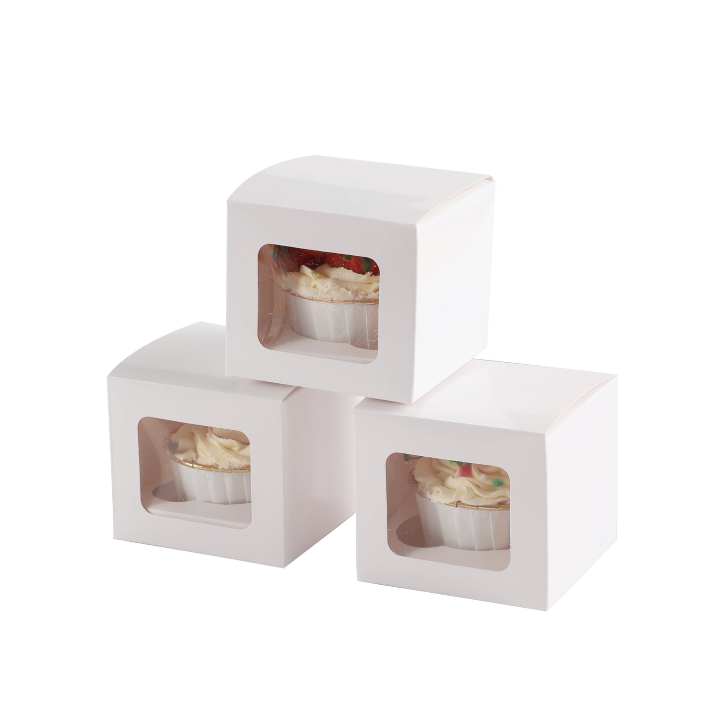 Cupcake Boxes Individual White Single Fairy Cake with Clear Window Cardboard Packaging Box Baking Kids Muffins Cookies Wedding tradingmadeeasy.co.uk