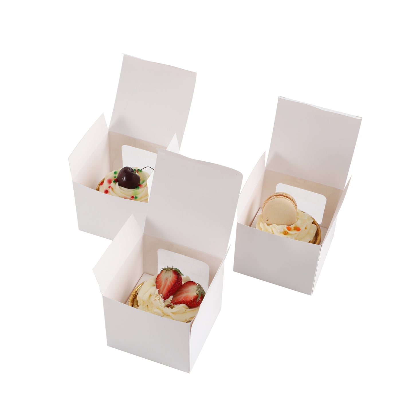 Cupcake Boxes Individual White Single Fairy Cake with Clear Window Cardboard Packaging Box Baking Kids Muffins Cookies Wedding tradingmadeeasy.co.uk
