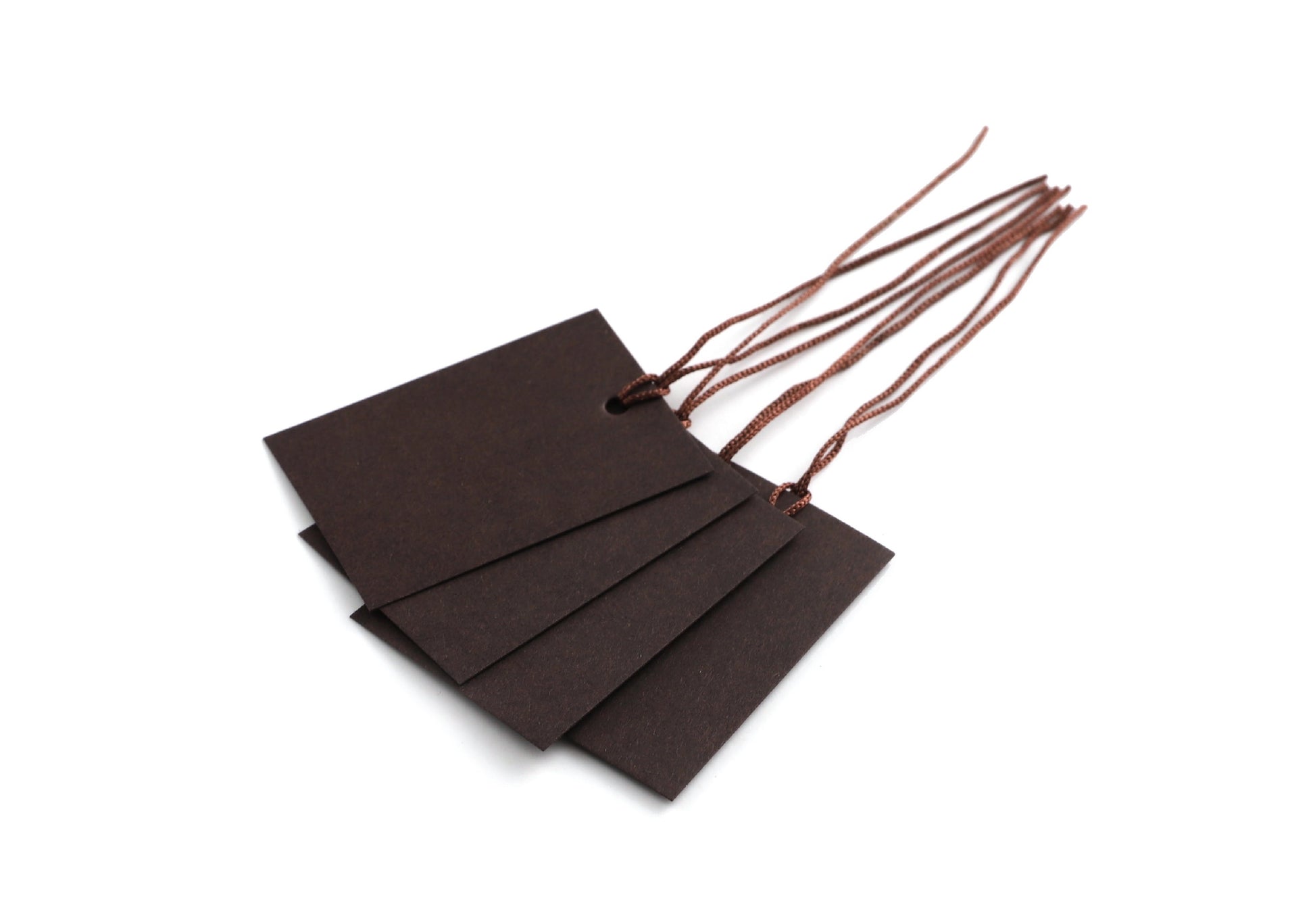 100 x Strung Hanging Card Clothing Tags 60mm x 40mm Dark Brown tradingmadeeasy.co.uk