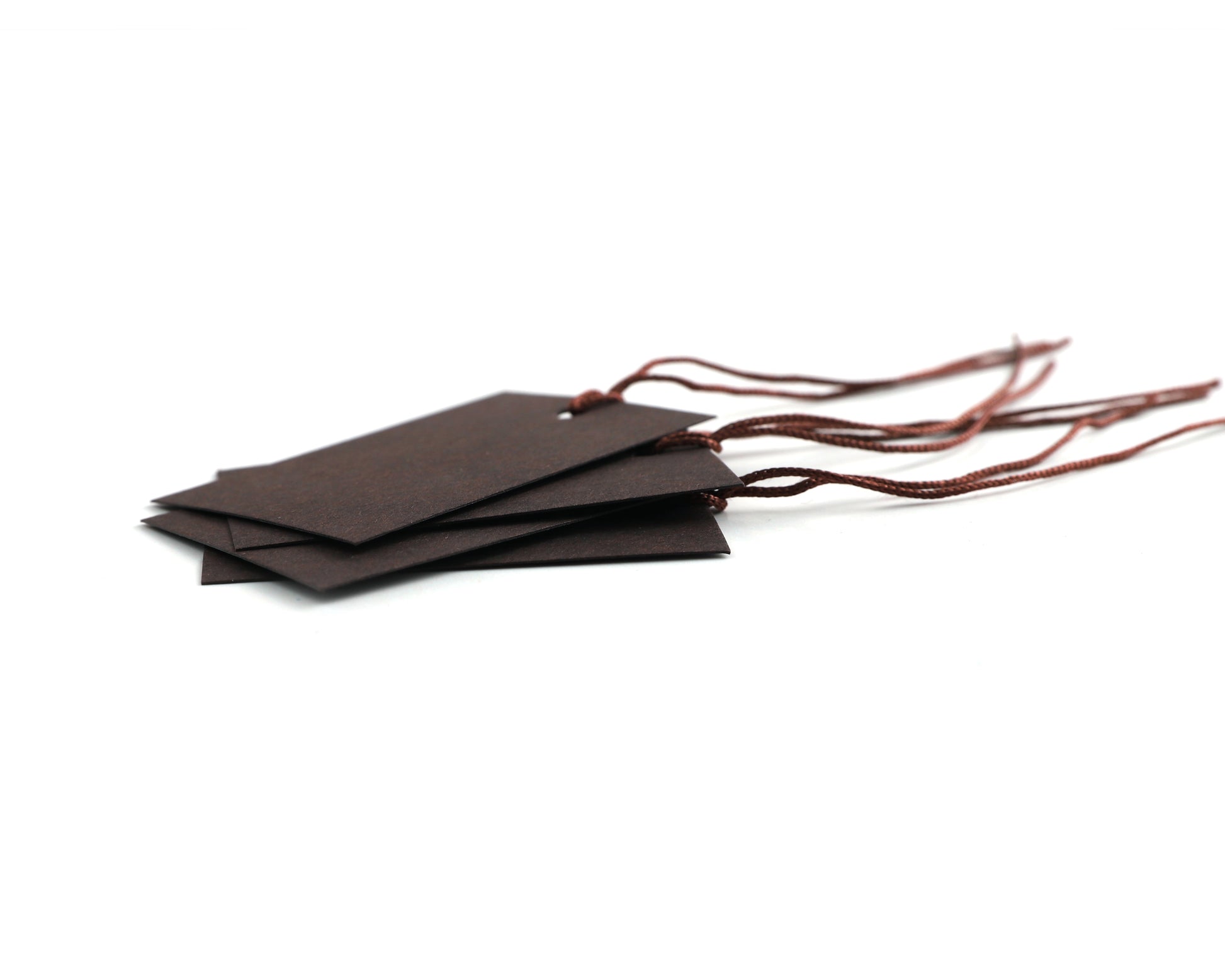 100 x Strung Hanging Card Clothing Tags 60mm x 40mm Dark Brown tradingmadeeasy.co.uk