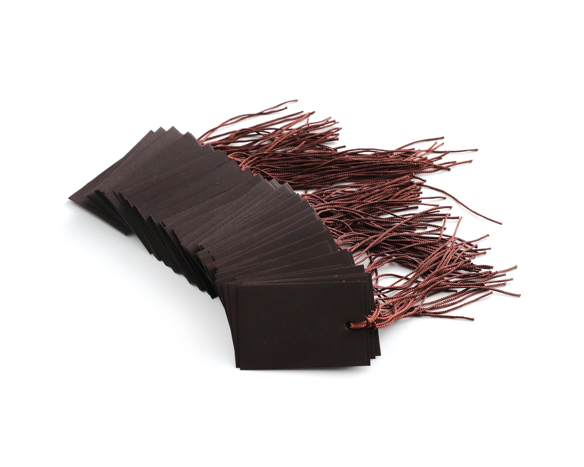 100 x Strung Hanging Card Clothing Tags 60mm x 40mm Dark Brown tradingmadeeasy.co.uk
