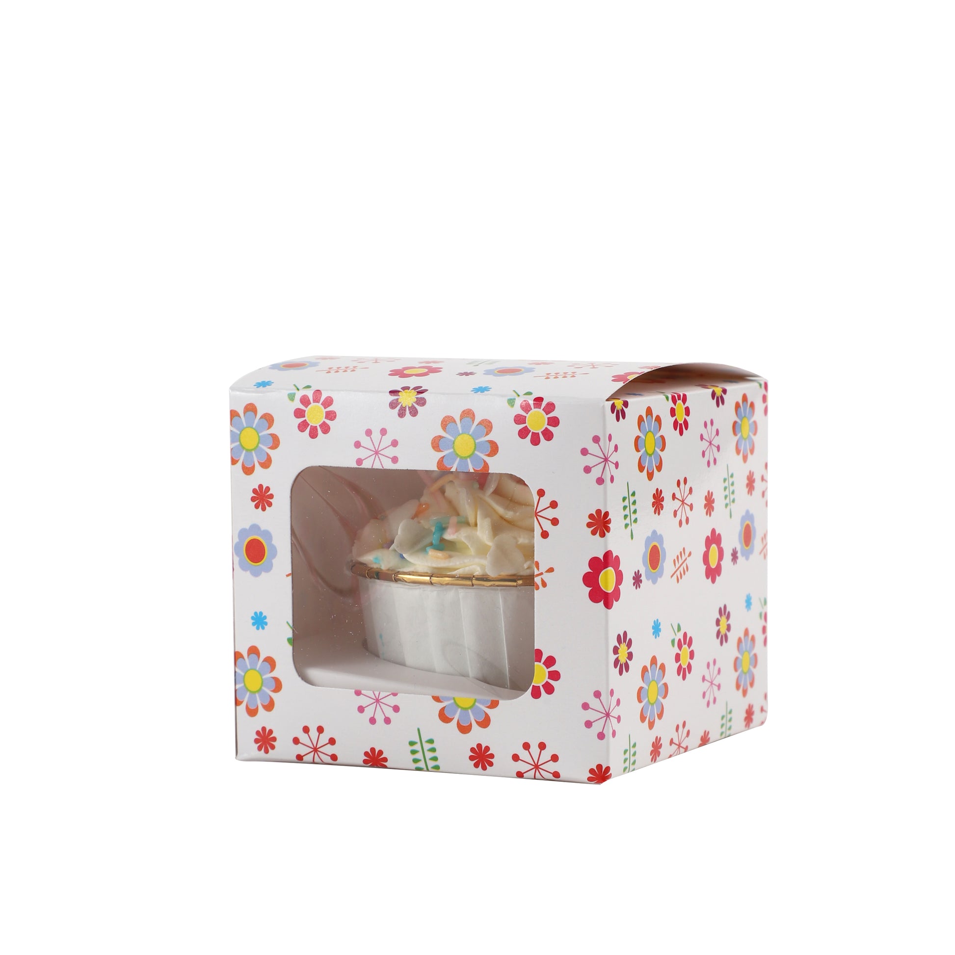Cupcake Boxes Individual Pattern Single Fairy Cake with Clear Window Cardboard Packaging Box Baking Kids Muffins Cookies Weddings tradingmadeeasy.co.uk