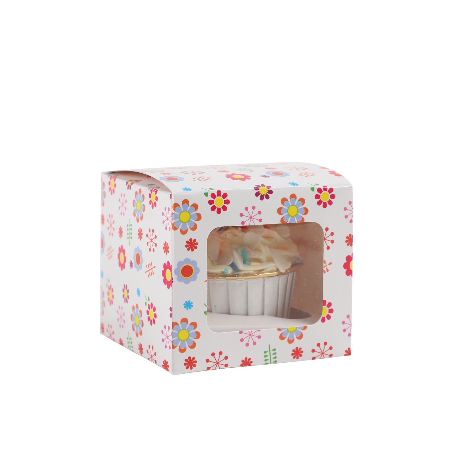 Cupcake Boxes Individual Pattern Single Fairy Cake with Clear Window Cardboard Packaging Box Baking Kids Muffins Cookies Weddings tradingmadeeasy.co.uk