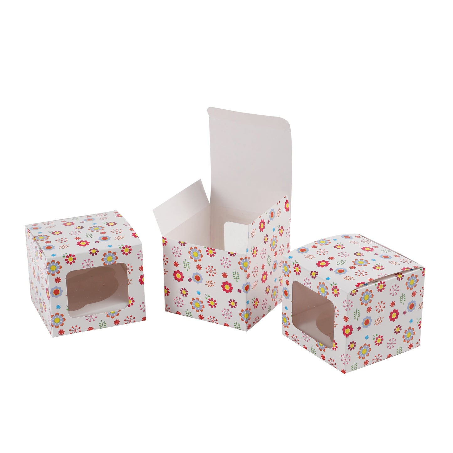 Cupcake Boxes Individual Pattern Single Fairy Cake with Clear Window Cardboard Packaging Box Baking Kids Muffins Cookies Weddings tradingmadeeasy.co.uk