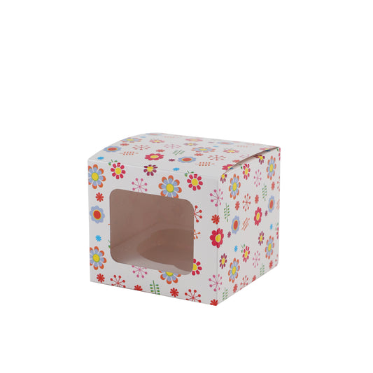 Cupcake Boxes Individual Pattern Single Fairy Cake with Clear Window Cardboard Packaging Box Baking Kids Muffins Cookies Weddings tradingmadeeasy.co.uk