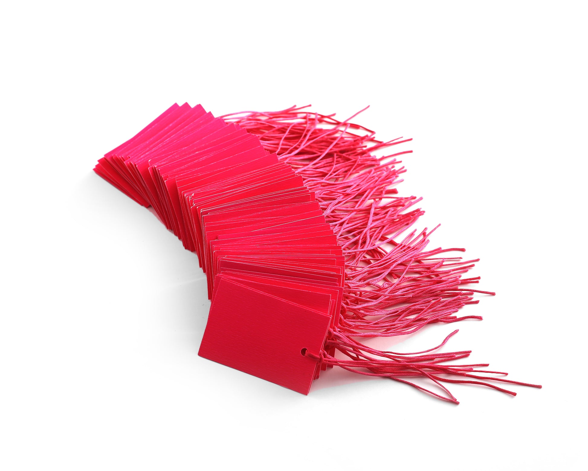 100 x Strung Hanging Card Clothing Tags 70mm x 45mm Pink tradingmadeeasy.co.uk
