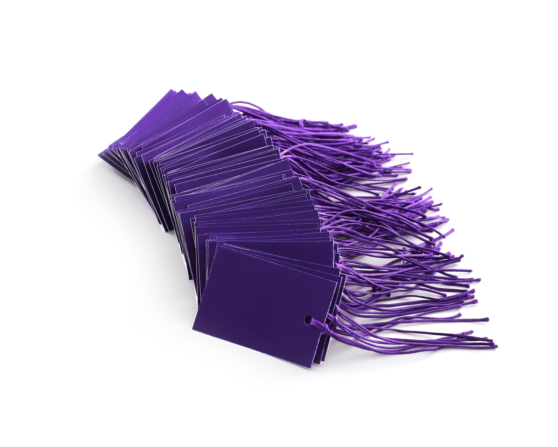 100 x Strung Hanging Card Clothing Tags 60mm x 40mm Purple tradingmadeeasy.co.uk
