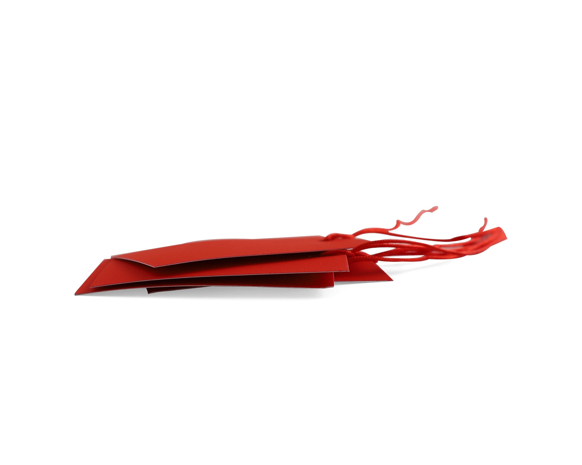 100 x Strung Hanging Card Clothing Tags 60mm x 40mm Red tradingmadeeasy.co.uk